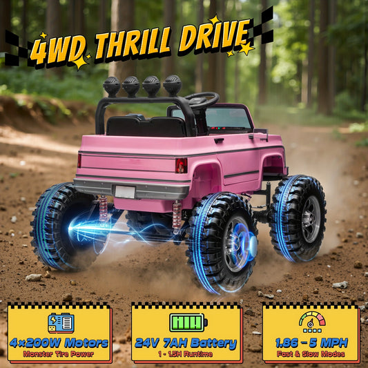 JOYRACER 24V - 4×200W Kids Ride-On Truck w/ Remote & Big Wheels | 2-Seater