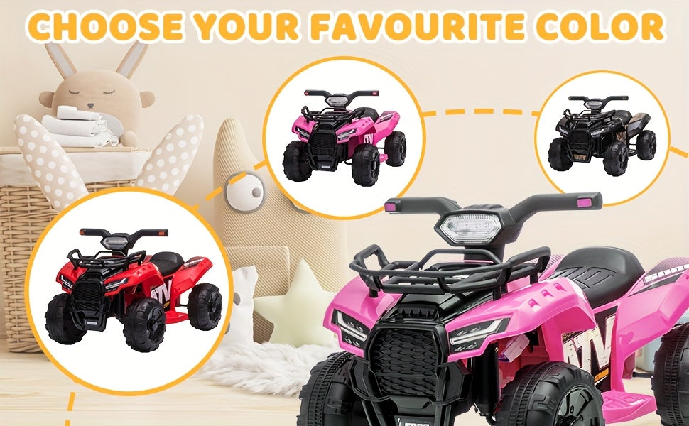 6V Kids Quad ATV w/ Push-Button Go & Treaded Tires - 4-Wheeler Quad ATV