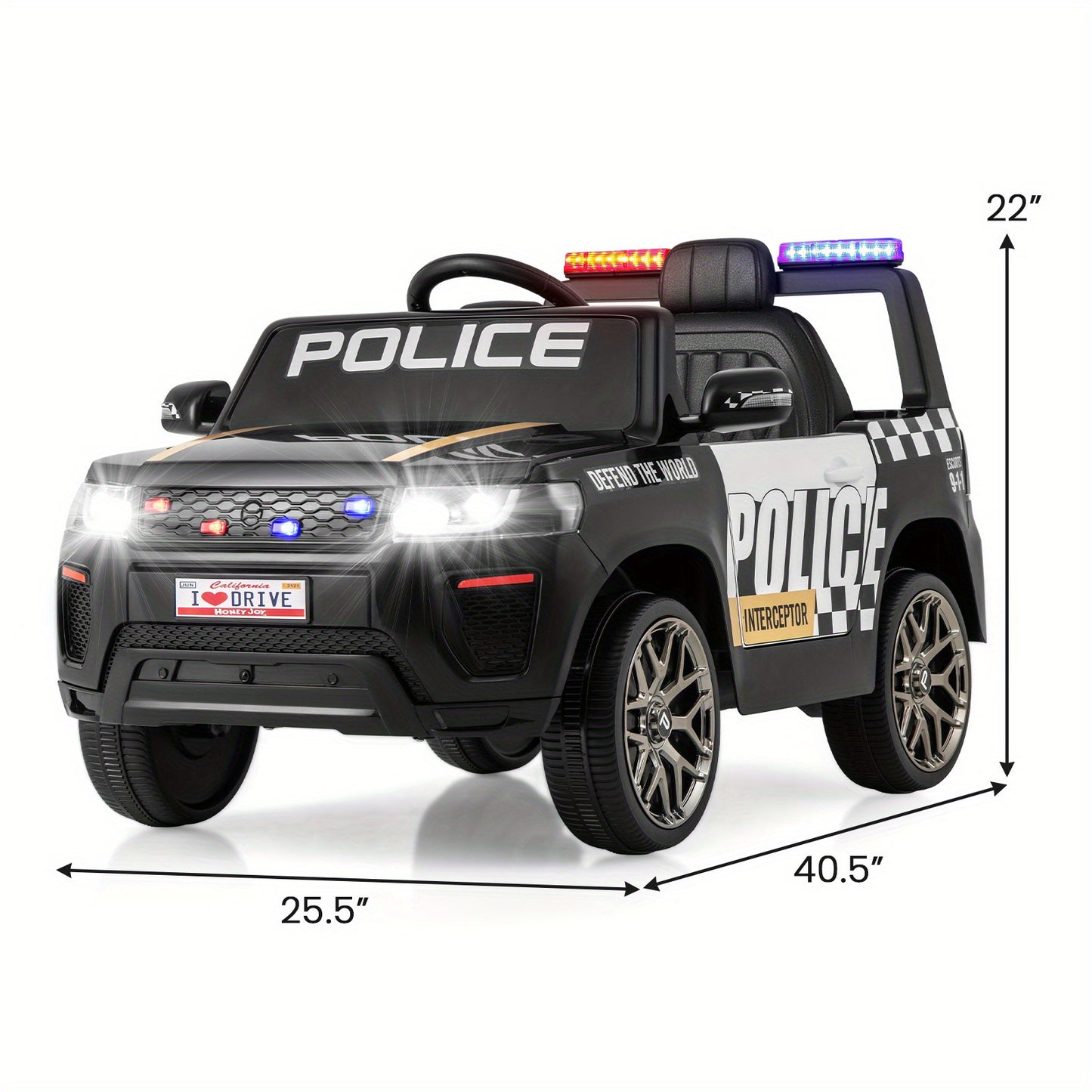 COSTWAY 12V Kids Police Ride-On Car w/ Remote & Siren | 1-Seater