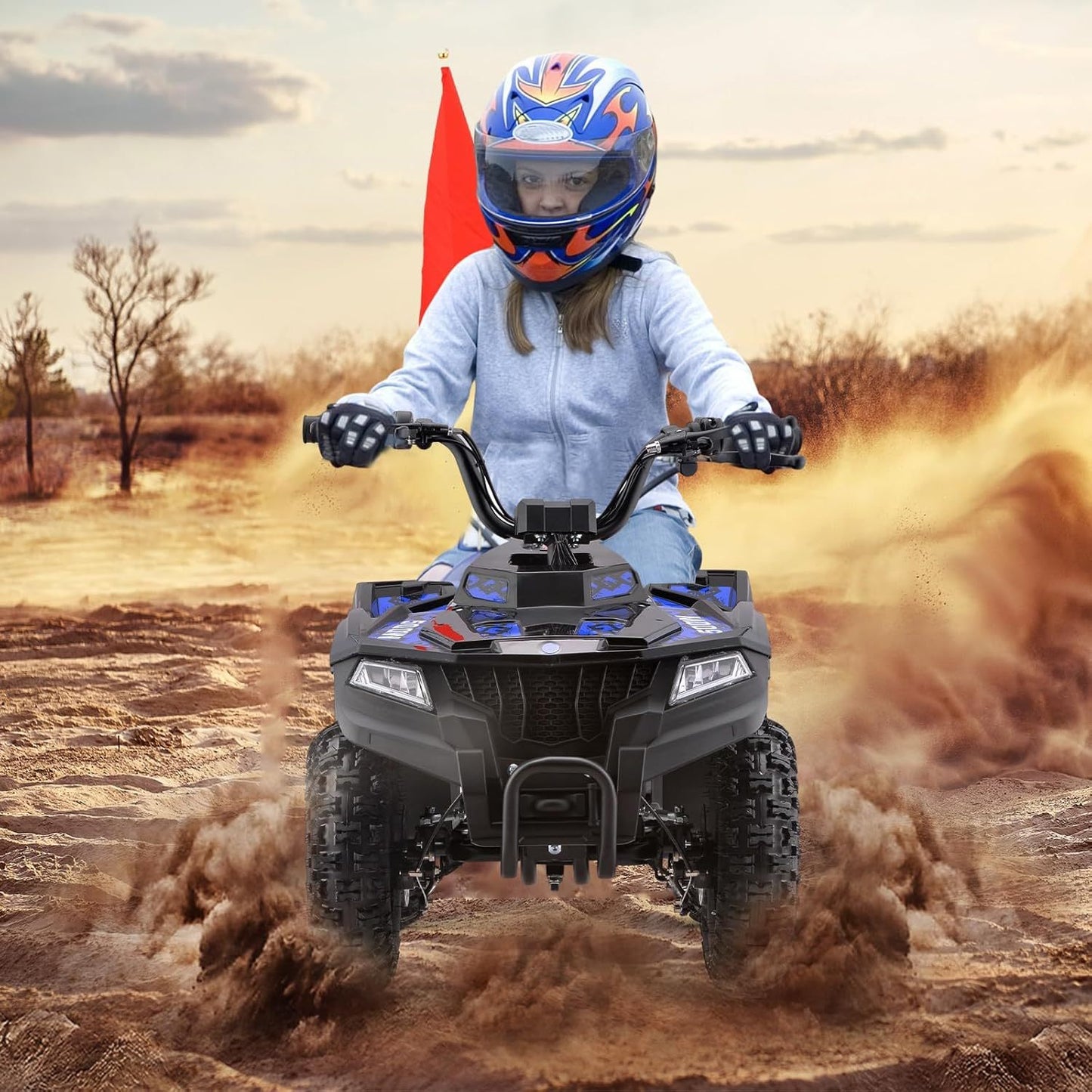 36V Electric ATV Dirt Quad Bike with 500W Motor, Long Range Drive | 4-Wheel Drive with Parent Speed Control