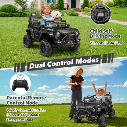 24V Ride On Jeep/Truck | 2-seater Electric Jeep With LED Headlights, Music Player, Seat Belt And Suspension