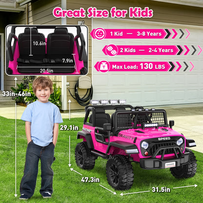 24V Jeep Off Ride On for Kids | 2-Seater Ride-On Toy 3-Speed | Best Christmas Gift for Boys