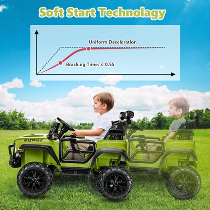 24V Ride On Jeep/Truck | 2-seater Electric Jeep With LED Headlights, Music Player, Seat Belt And Suspension
