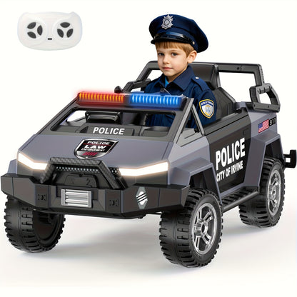 24V Kids Police Cyber Truck w/ Parent Remote, Siren & LED Lights | 2-Seater