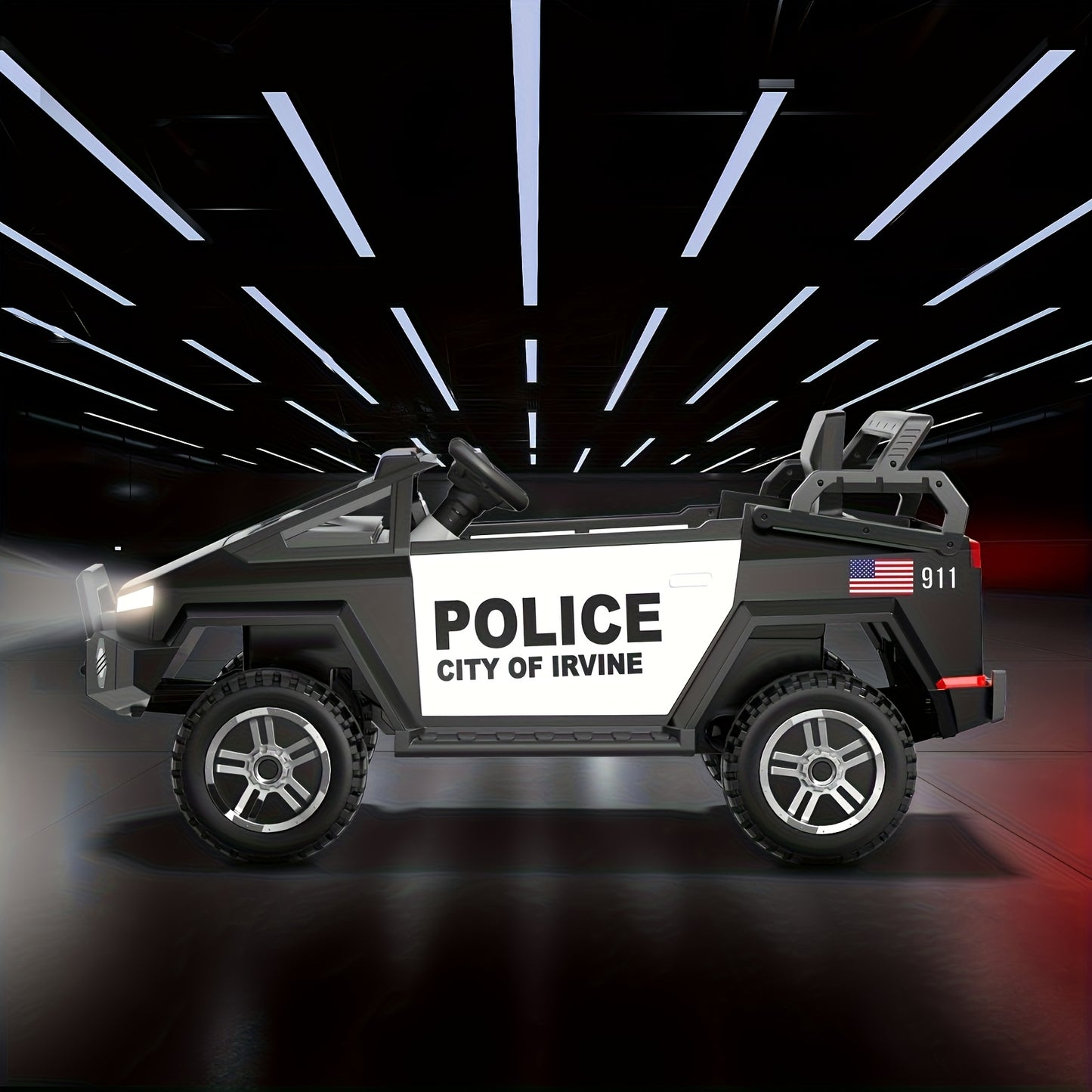 24V Kids Police Cyber Truck w/ Parent Remote, Siren & LED Lights | 2-Seater