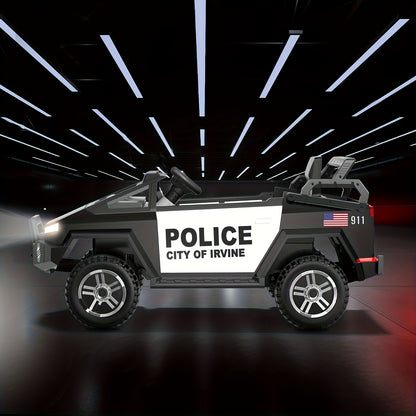 24V Kids Police Cyber Truck w/ Parent Remote, Siren & LED Lights | 2-Seater