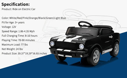 Lil Drivers 12V Toddler Ride-On Car w/ Remote, Lights & Safety Belt | 1-Seater