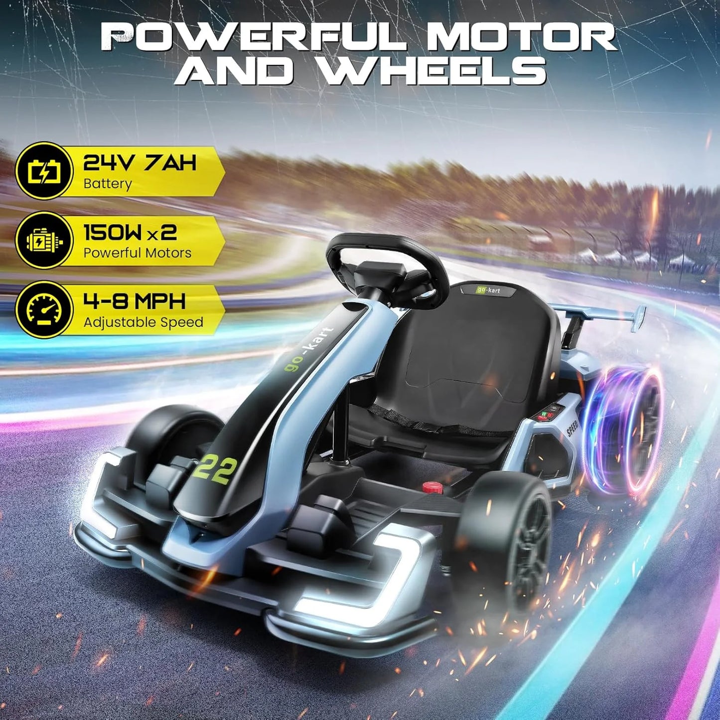 High End 24V Kids Electric Drift Go Kart 300W 8.5MPH | High Speed of Up to 25km/h