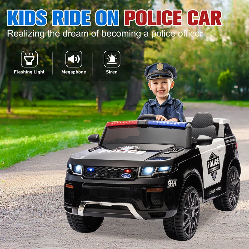 12V Kids Police Truck Ride-On Car w/ Remote, Siren & Lights | 1-Seater