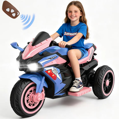 12V 3-Wheel Kids Electric Motorcycle for Ages 3–8 | Remote Control | Kids Rider