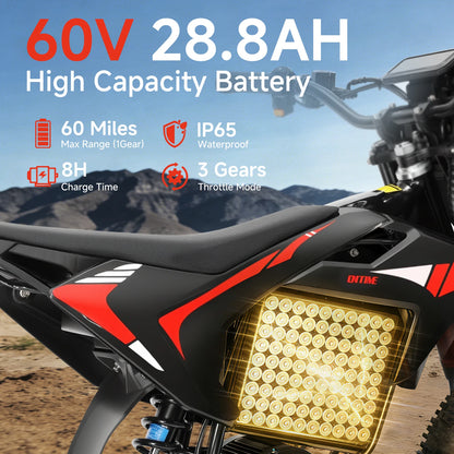 High Performance 60V Electric Dirt Bike | 4500W Peak, 50 MPH & 60 Miles | Kids Rider