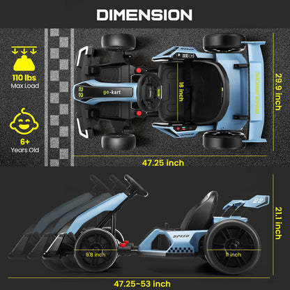 High End 24V Kids Electric Drift Go Kart 300W 8.5MPH | High Speed of Up to 25km/h