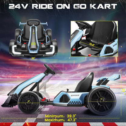 High End 24V Kids Electric Drift Go Kart 300W 8.5MPH | High Speed of Up to 25km/h
