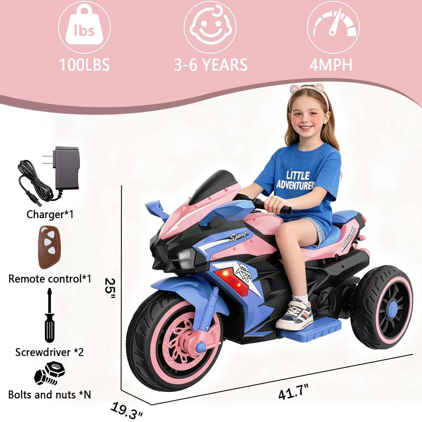 12V 3-Wheel Kids Electric Motorcycle for Ages 3–8 | Remote Control | Kids Rider