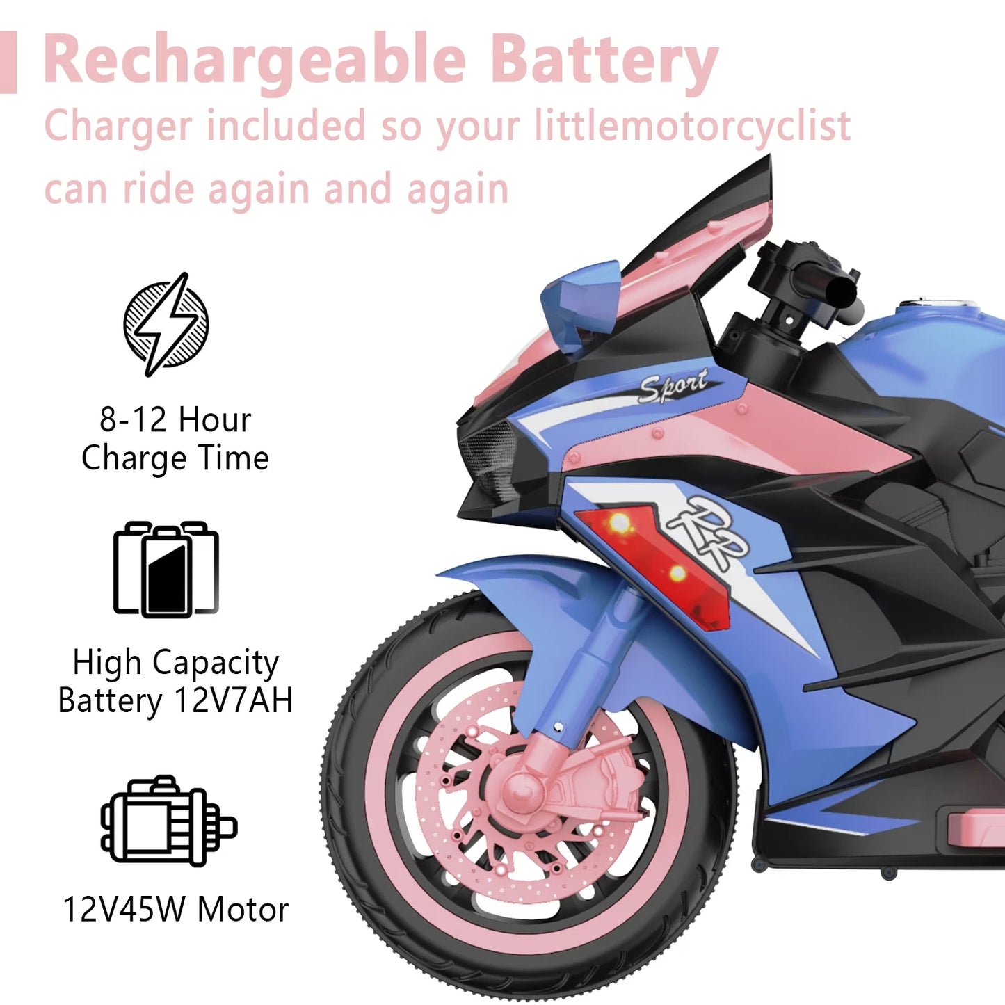 12V 3-Wheel Kids Electric Motorcycle for Ages 3–8 | Remote Control | Kids Rider