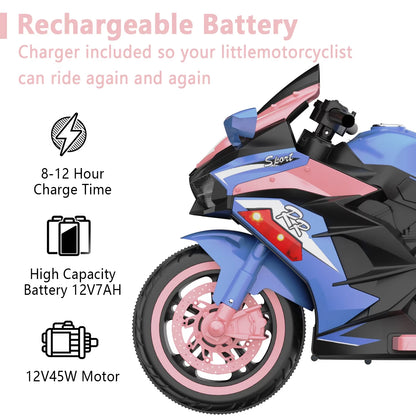 12V 3-Wheel Kids Electric Motorcycle for Ages 3–8 | Remote Control | Kids Rider