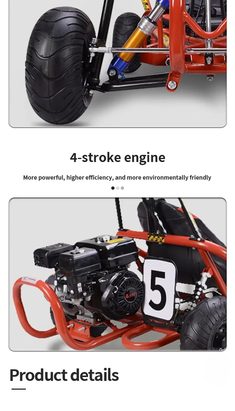 196cc Adult High-Speed Go Kart | 6.5HP Off-Road Go Kart for Adults | Off-Road Adventure