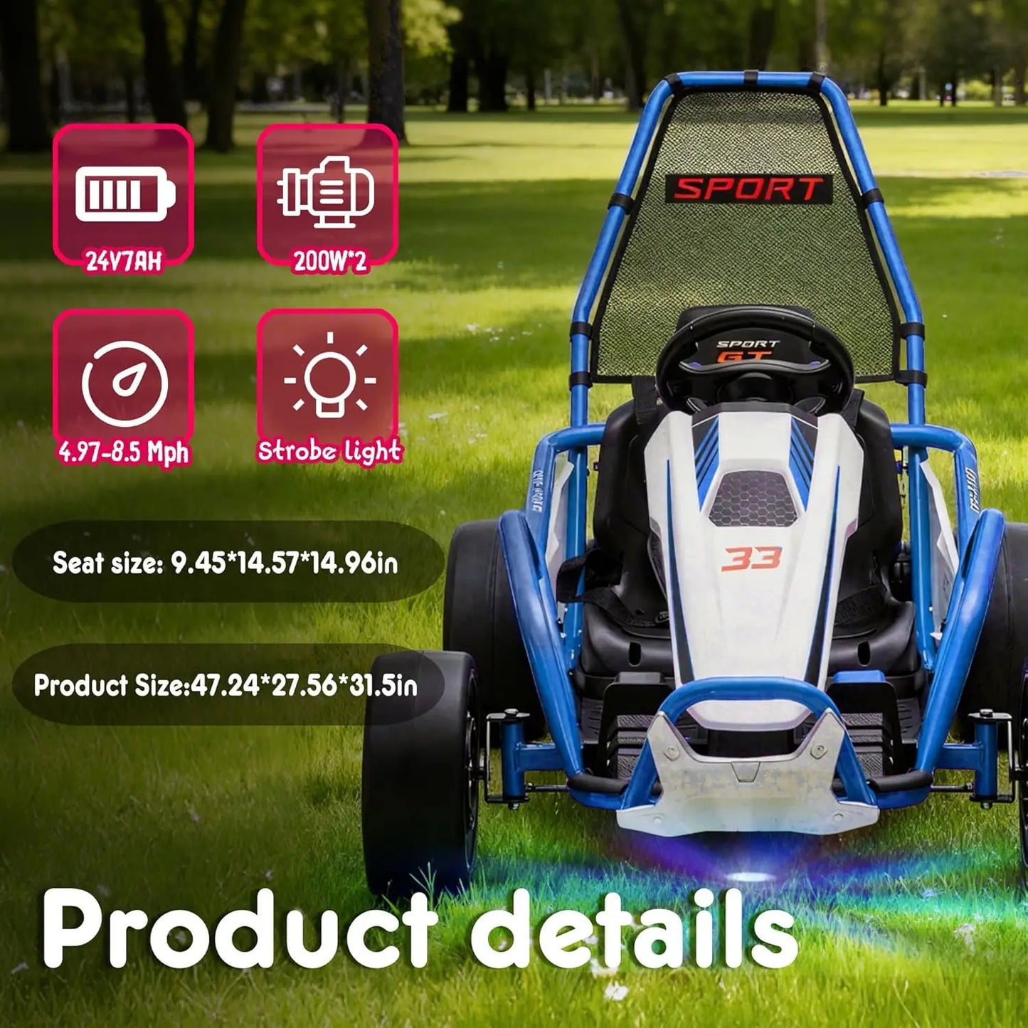 24V Kids Electric Drift Go Kart 400W 8.5MPH | Powerful Drift Kart w/Front EVA Wheel & Metal Frame
