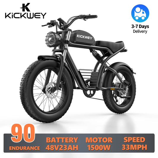 KICKWEY 48V K7 1500W Mountain Electric Bike for Teens & Adult - Fat Tire E-Bike