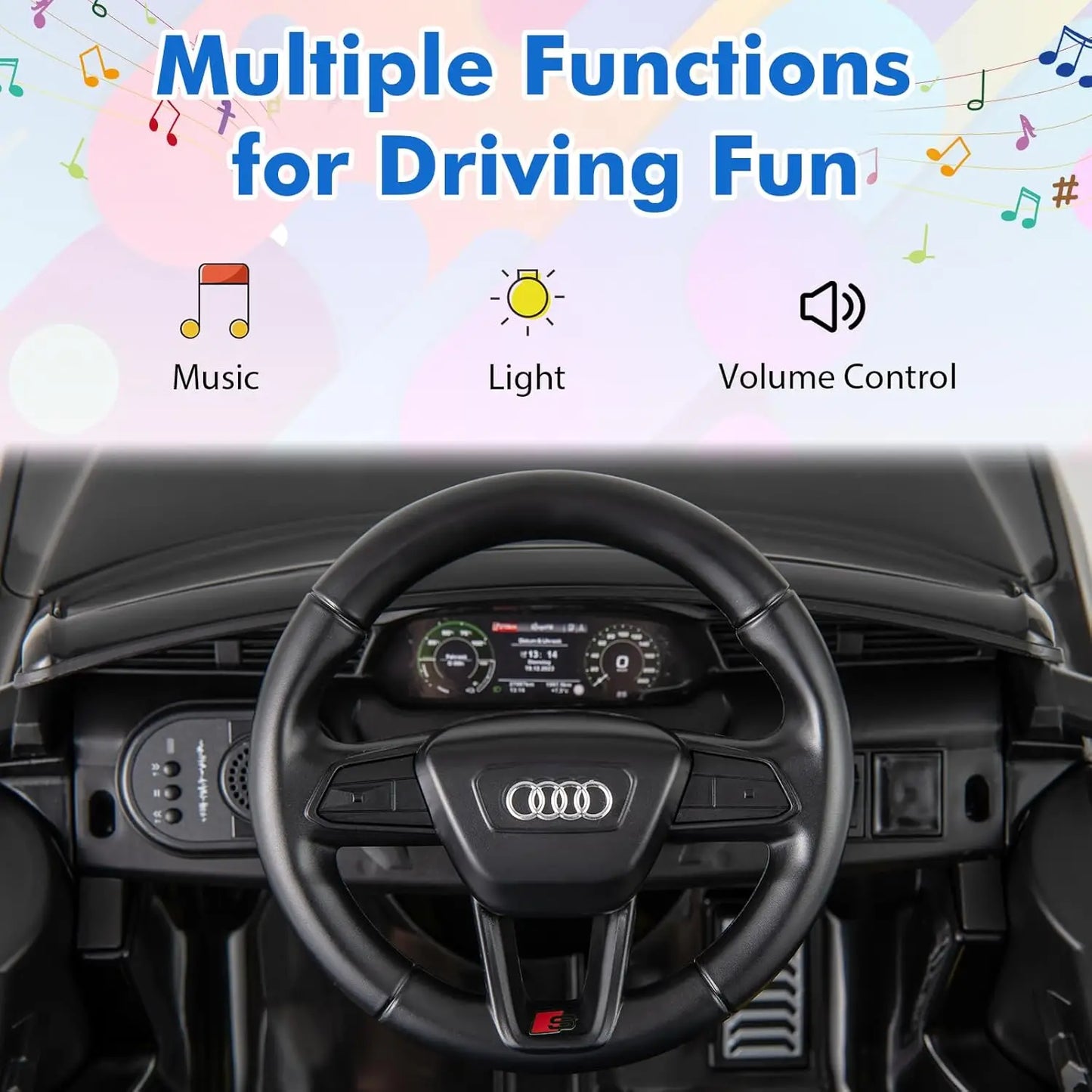 Licensed Audi SQ8 Ride on Car, Battery Powered Electric Vehicle for with Remote Control, Adjustable Music, LED Lights, Suspension