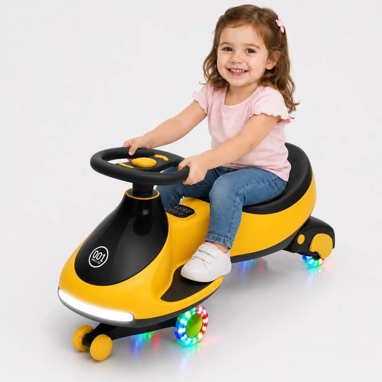 12V 2-in-1 Electric Wiggle Car for Ages 2–6 | Flashing Wheels | 2 In 1 Ride On Swing Car With Pedal For Toddlers
