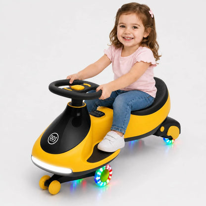 12V 2-in-1 Electric Wiggle Car for Ages 2–6 | Flashing Wheels | 2 In 1 Ride On Swing Car With Pedal For Toddlers