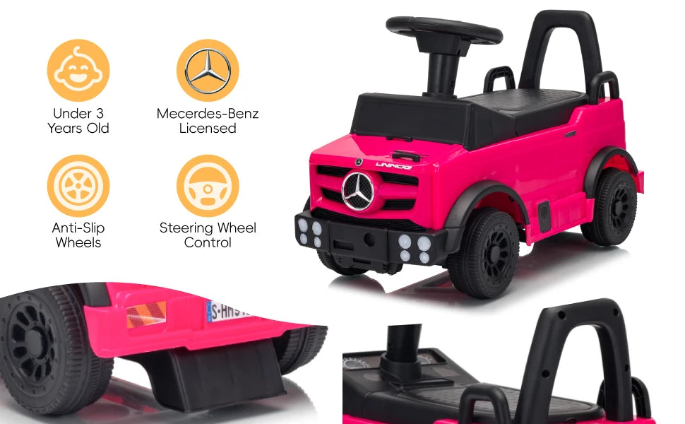 Mercedes-Benz Unimog Kids Push Car Ride-On Toy with Anti-Slip Wheels & Bumper Guards for Safety