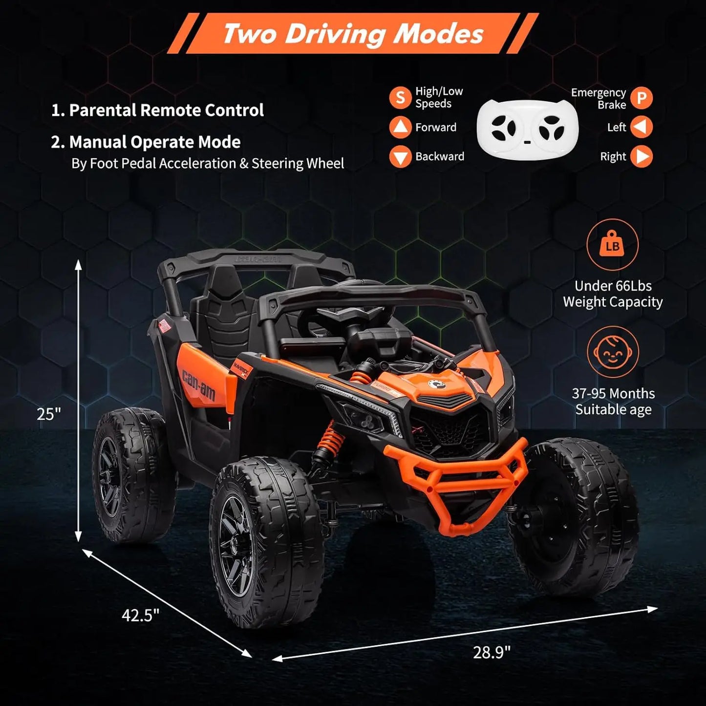 12V Kids Ride-On UTV Truck w/ Remote, LED & Wide Seat | Off Road UTV with Safety Belt(Age: 3 to 8Y)