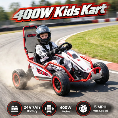24V 400W Kids Electric Racing Go Kart Off-Road Ride On Car with Shock Absorber