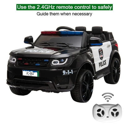 12V Big Kids Police Ride-On Car w/ Remote, Music & LED | 4Wheel Drive | 1-Seater