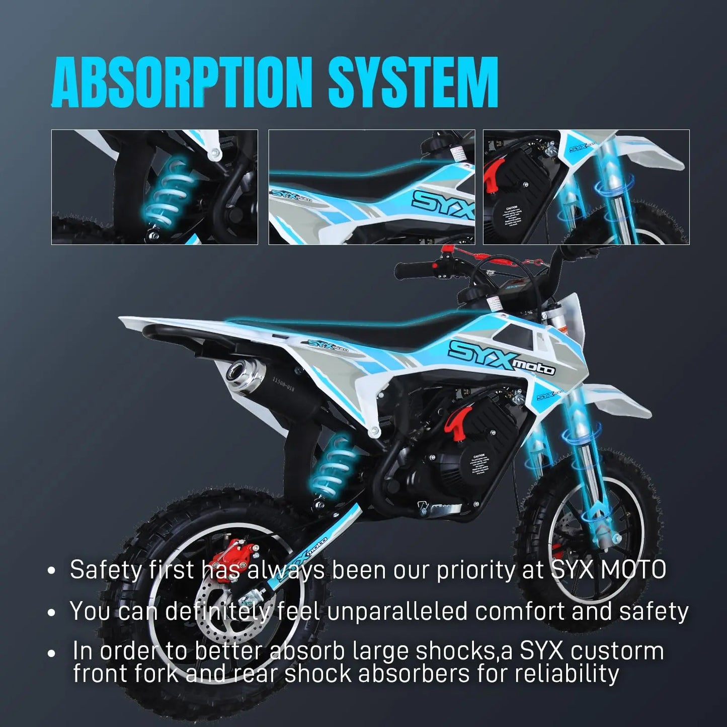 High End 58cc Dirt Bike for Kids | 4-Stroke Gas Powered Mini Pit Bike for Off Road Drive