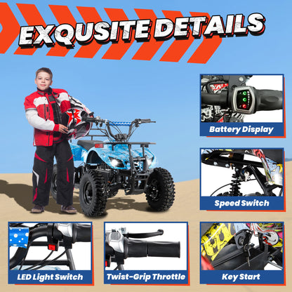 36V Electric ATV Dirt Quad Ride On for Kids - 4-Wheeled Drive 500W Powerful Motor With Real Tyres | All Terrain Off Road Drive