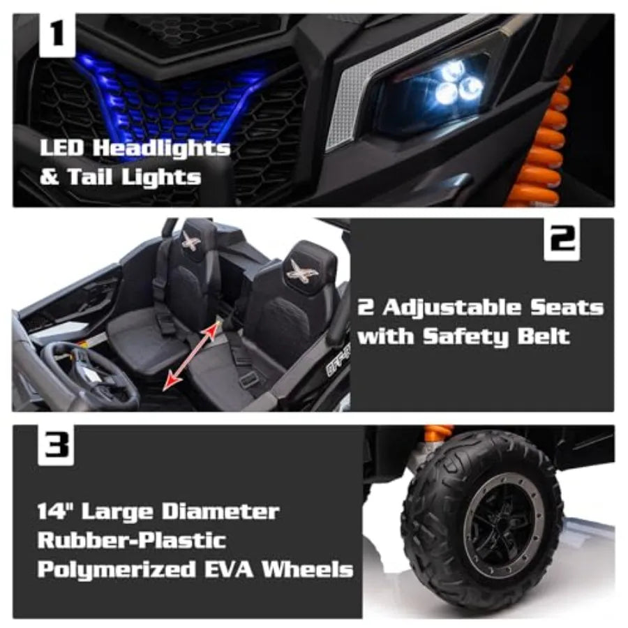 24V XXXL Ride-On Electric UTV Car for big Kids with Dual Seat & Remote Control | 2WD/4WD 200LBS Capacity & 4x100W Powerful Motor