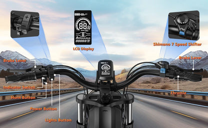 KICKWEY 48V K7 1500W Mountain Electric Bike for Teens & Adult - Fat Tire E-Bike