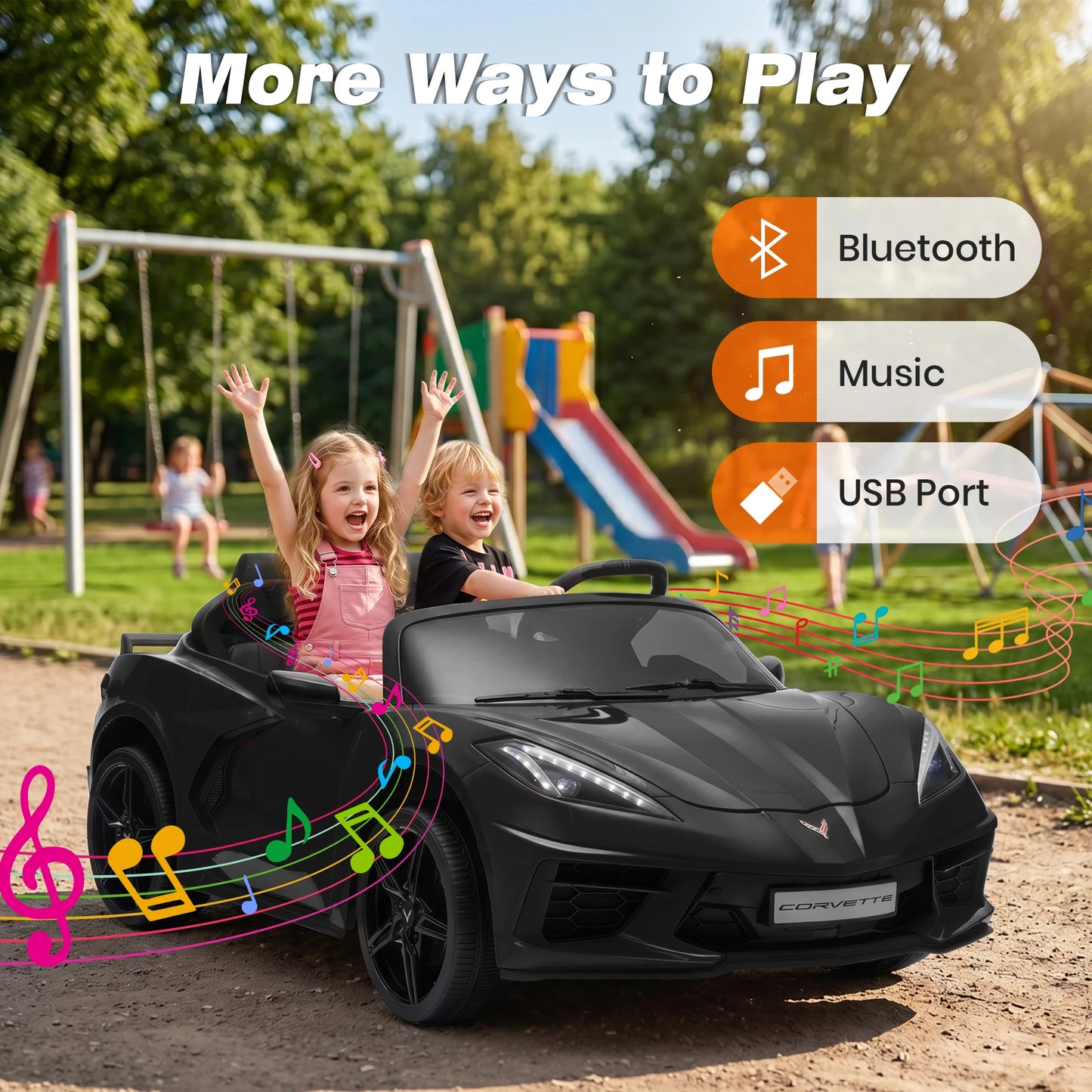 Licensed Corvette 24V 4WD 2-Seater Ride-On Car | 4x200W Powerful Motors