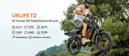 48V 1500W Electric Bike 28MPH 100-Mile Range Fat Tire | Free Shipping