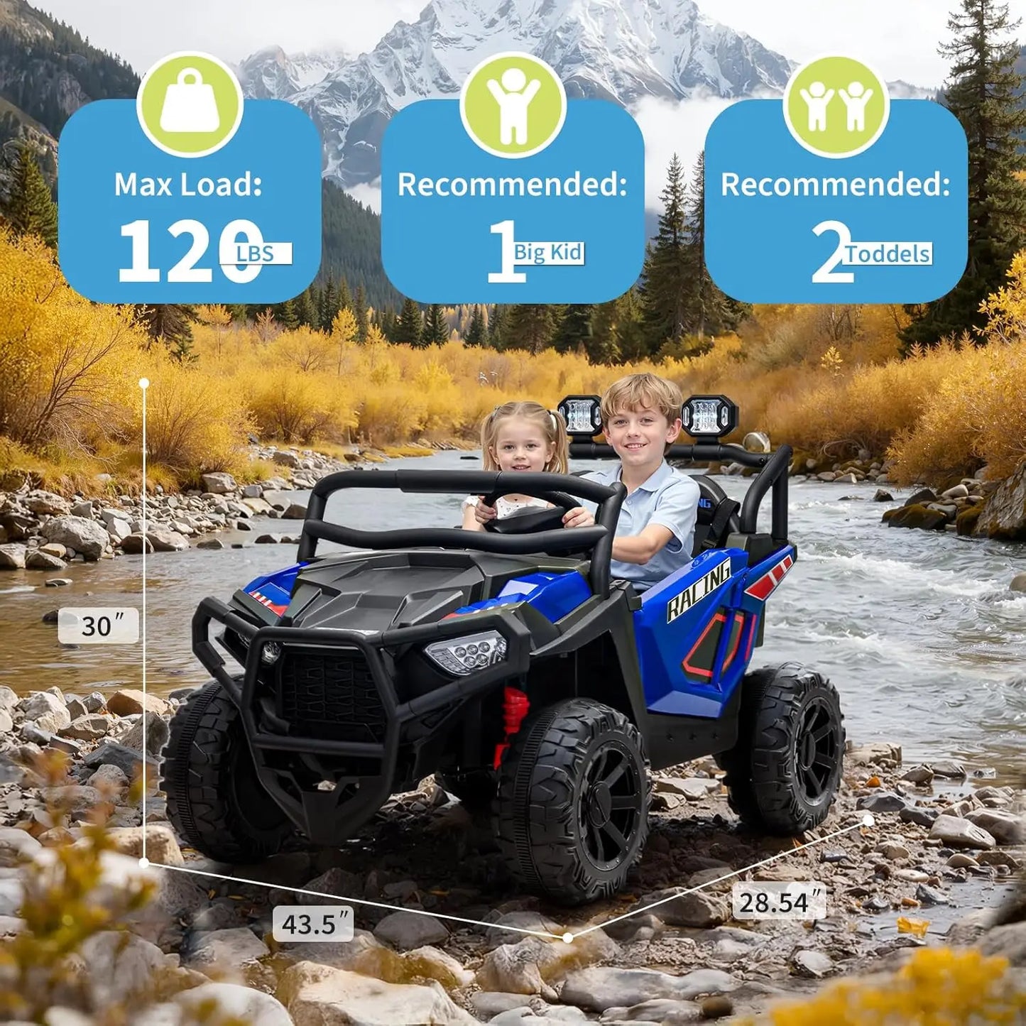 24V 2 Seater Ride on UTV Car Toy for Big Kids with Remote Control (Age: 3-12Y)