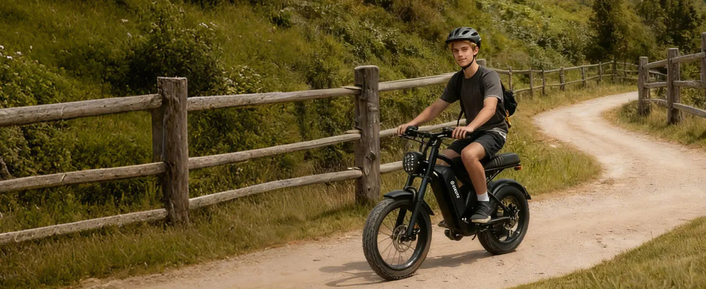 ESKUTE V100 Electric Dirt Bike | 1500W Peak | 48V 13Ah | 28 MPH| 60-Mile Range | Kids Rider