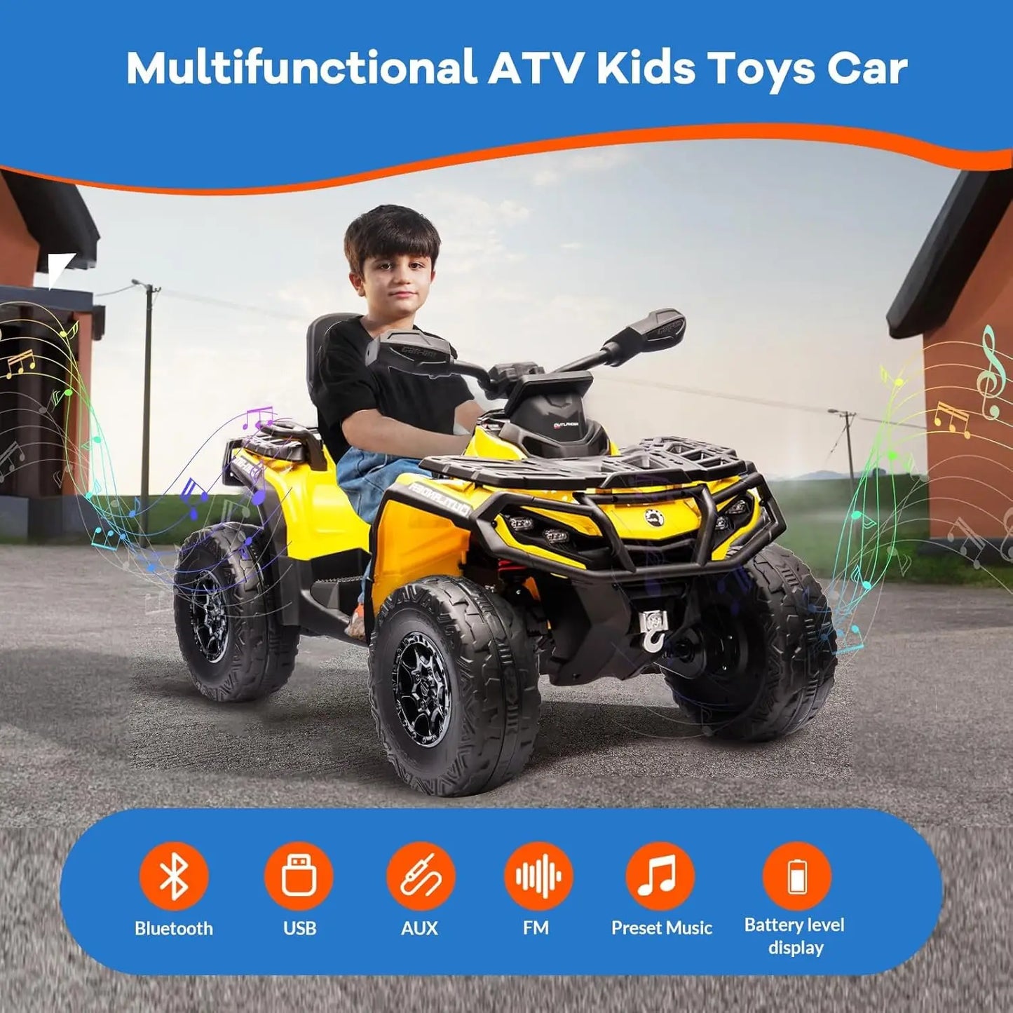 24V 4WD 2-Seater Electric Ride-On ATV for Kids w/ Leather Seats & Remote (Age: 4 to 12Y)