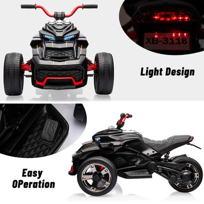 12V Kids ride-On 3-Wheel ATV Motorcycle w/ Lights & Music (Age: 2 to 8Y )