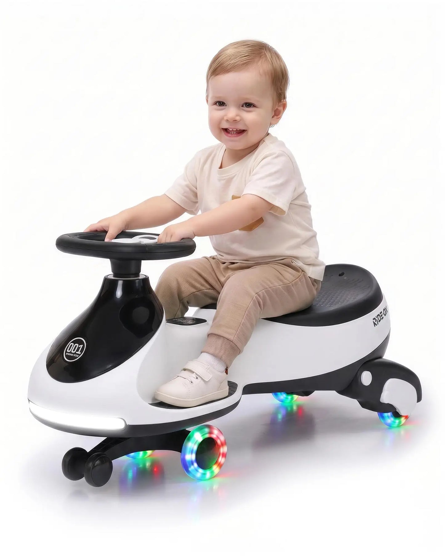 12V 2-in-1 Electric Wiggle Car for Ages 2–6 | Flashing Wheels | 2 In 1 Ride On Swing Car With Pedal For Toddlers