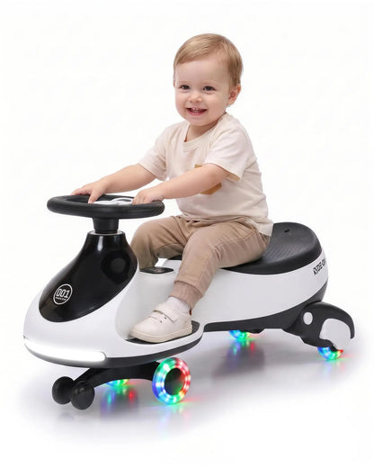 12V 2-in-1 Electric Wiggle Car for Ages 2–6 | Flashing Wheels | 2 In 1 Ride On Swing Car With Pedal For Toddlers