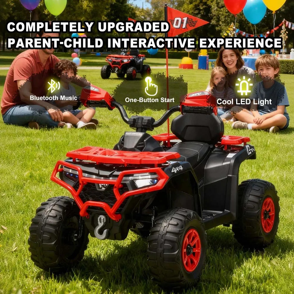 24V Kids Ride-On ATV w/ Bluetooth, Lights & Music | Rugged Off-Road Drive