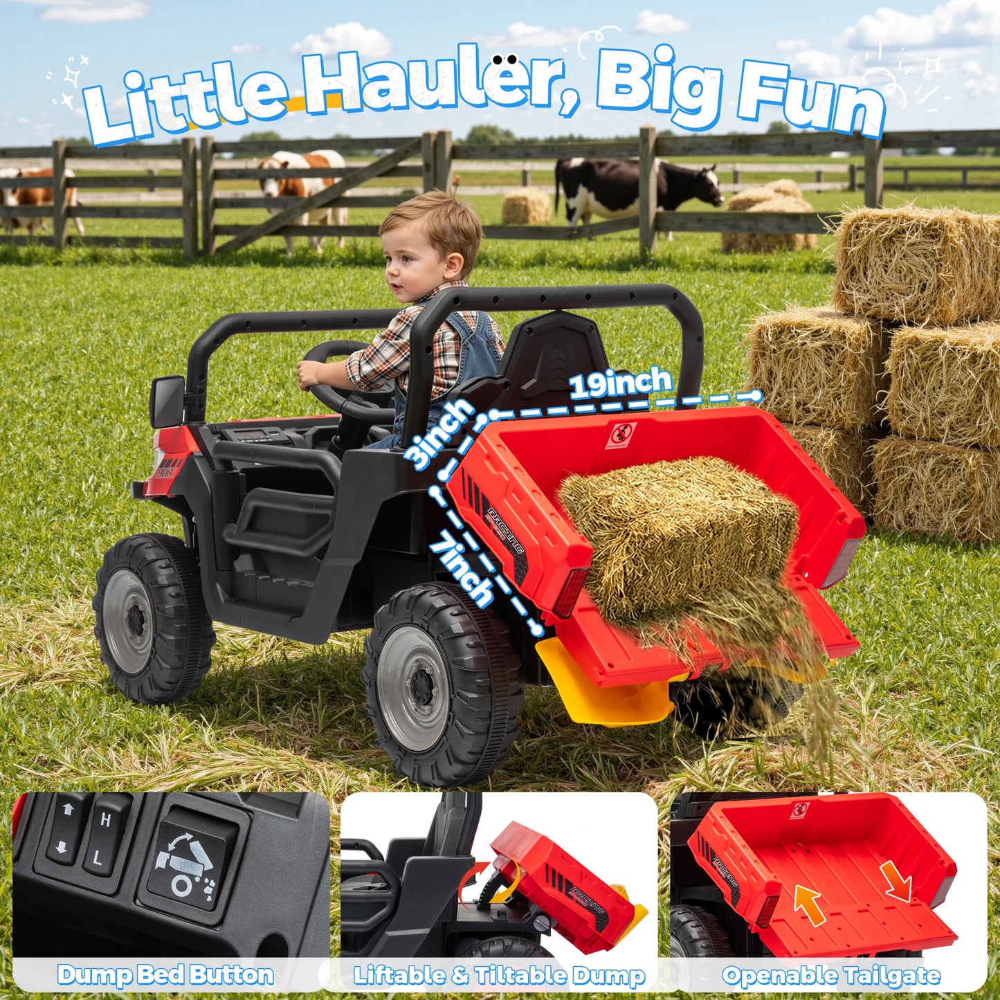 24V Kids Ride-On Dump Truck 400W w/ Remote & Electric Bed | Kids Rider