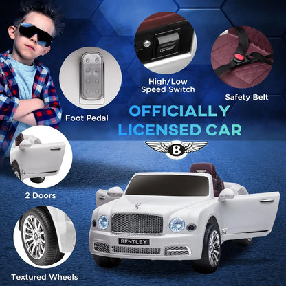 Bentley Mulsanne 12V Kids Ride on Car, Battery Powered Car with Remote Control, Suspension, Startup Sound, LED Lights, MP3, Horn, Mus