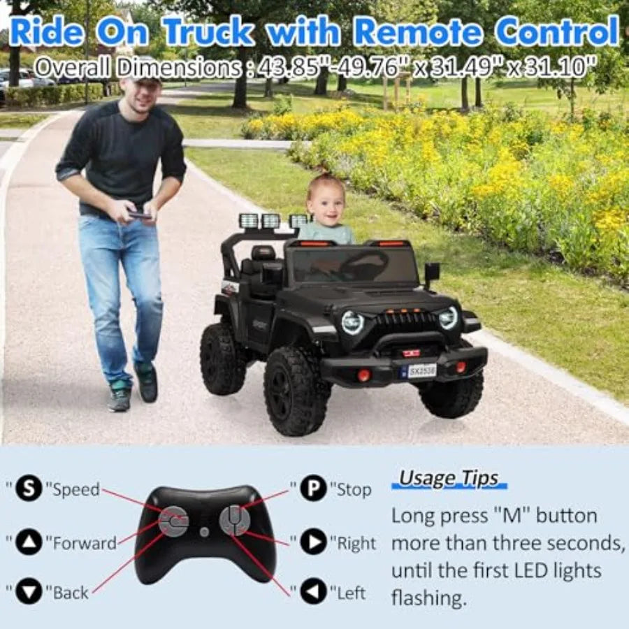 24V Kids Ride-On Truck | 2 Seater, Remote Control & 3 Speeds | Kids Rider