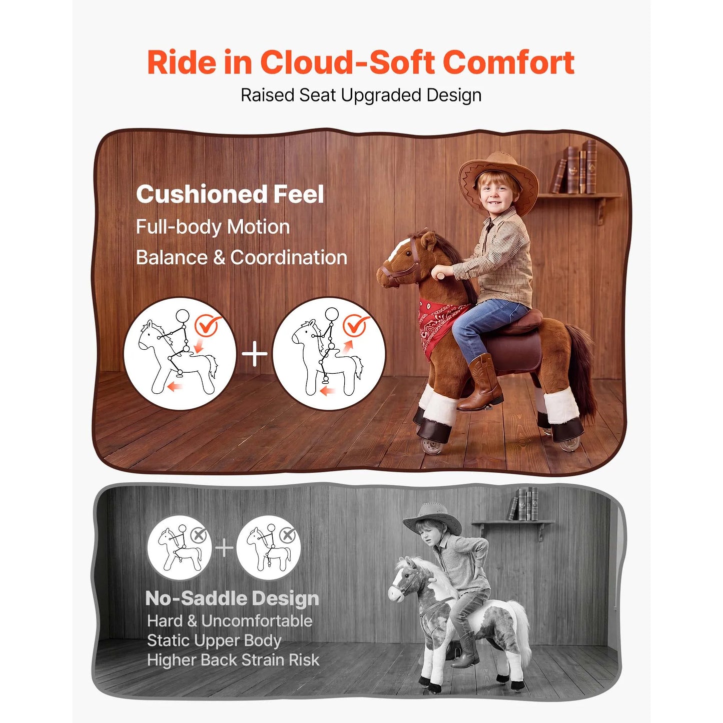 Kids Ride-On Horse Pony Toy for Ages 1+ | 176 lbs Capacity | Kids Rider