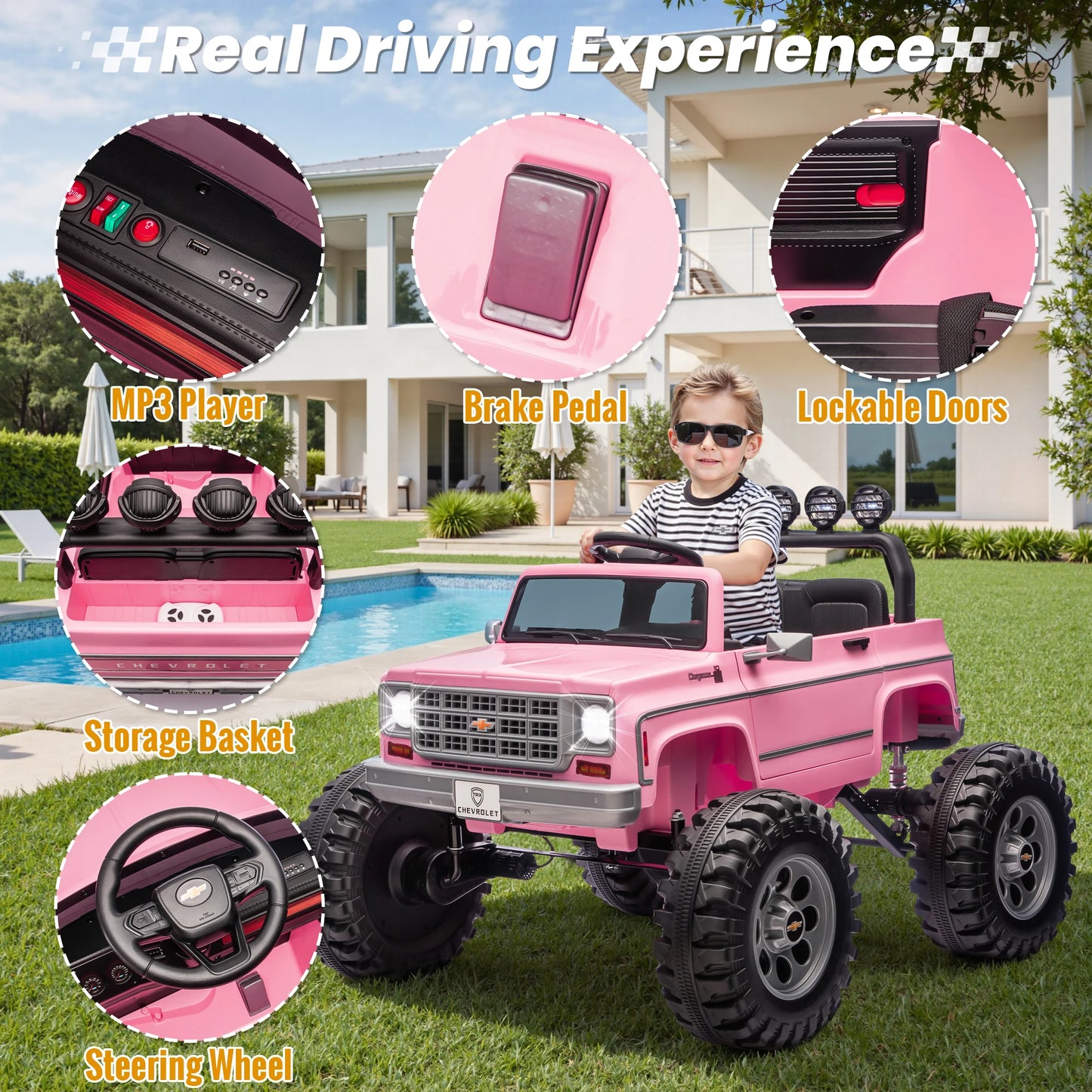 24V Chevrolet Cheyenne Kids Ride-On Truck w/ Parent Remote | 2X200W Powerful Motor