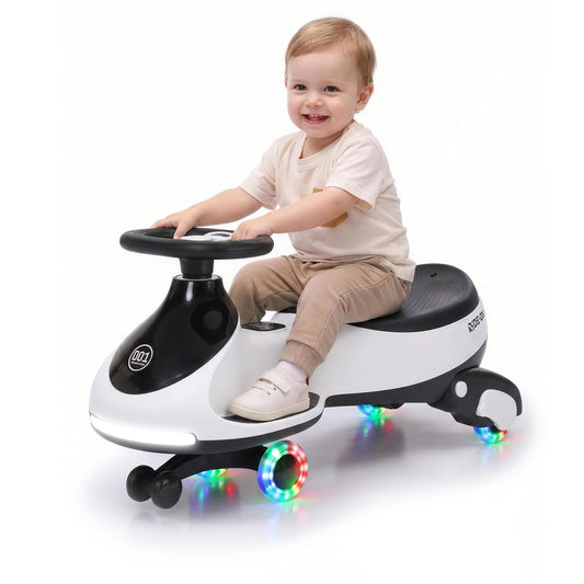 12V 2-in-1 Electric Wiggle Car for Ages 2–6 | Flashing Wheels | 2 In 1 Ride On Swing Car With Pedal For Toddlers