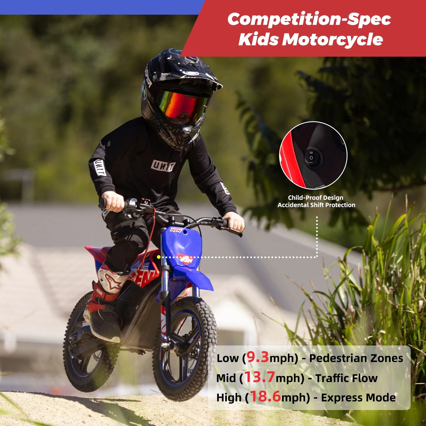 RFN Warrior Kids Electric Dirt Bike – Off-Road Electric Motorcycle for Kids (Ages 4–12Y)